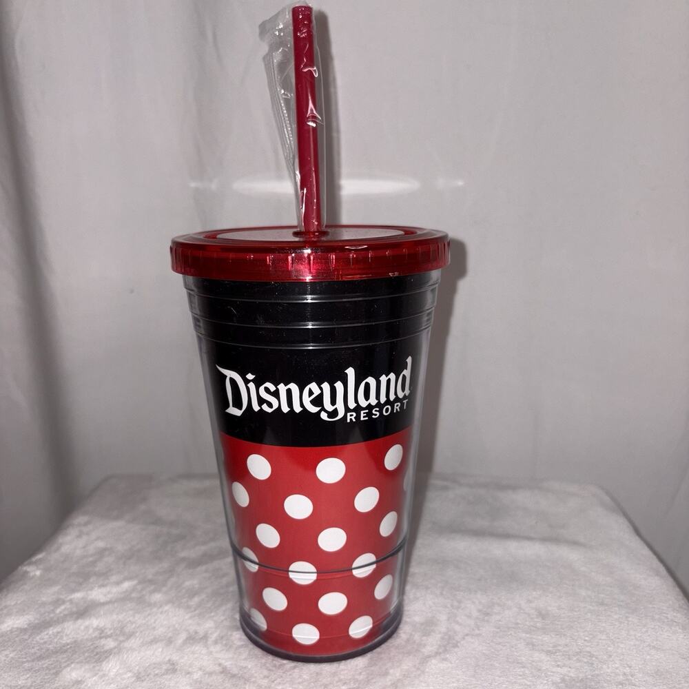 Disneyland Minnie Mouse Tumbler 16 oz With Straw NEW